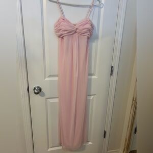 Stunning! Onyx Soft Pink Maxi spaghetti straps Dress, prom dress, size 2p